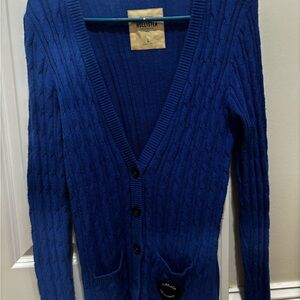 Hollister Blue Cable-Knit Cardigan Sweater